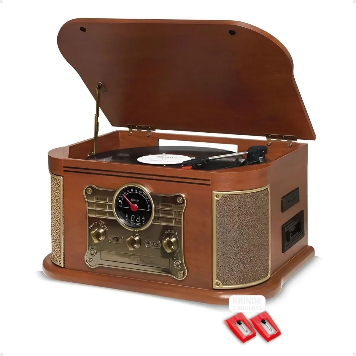 Vitrola Retro Toca Discos Vinil 7 Funções +02 Agulhas Rubi