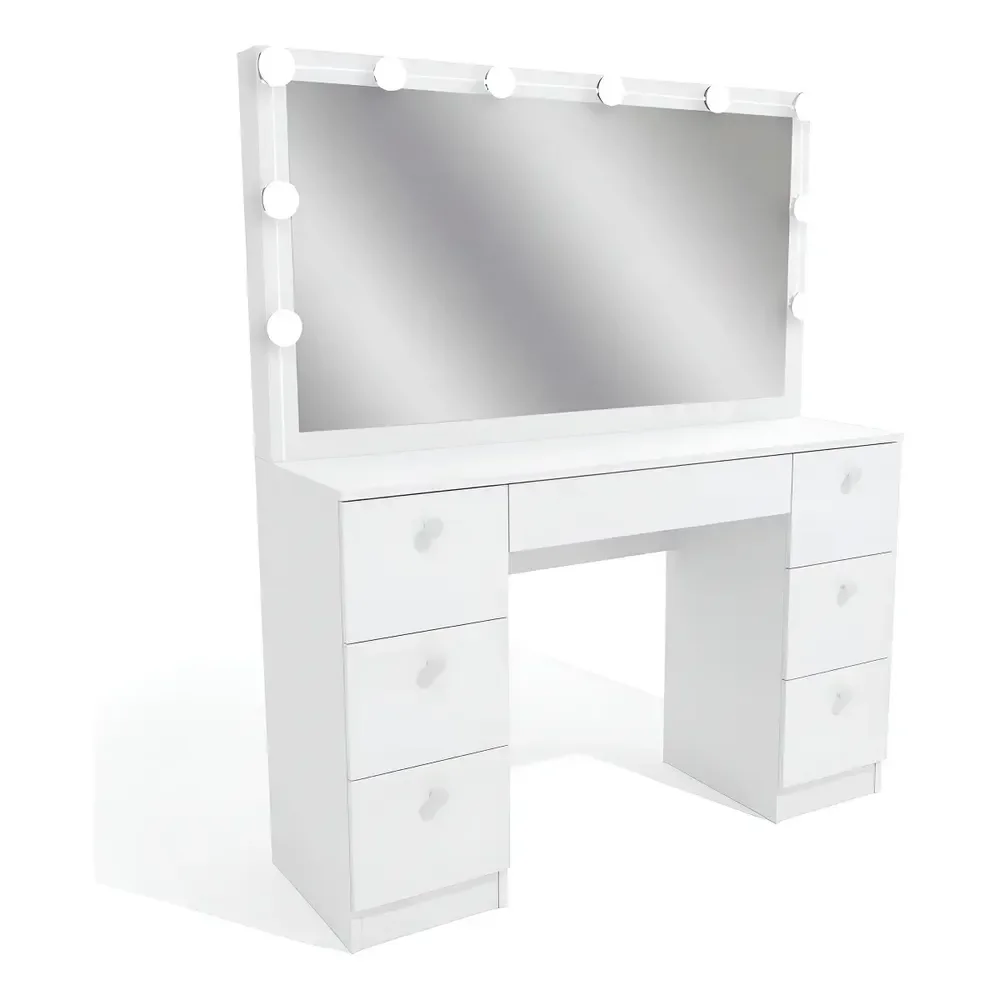 Penteadeira Ditália Pe80 Com Kit Luz Branco Cor Branco