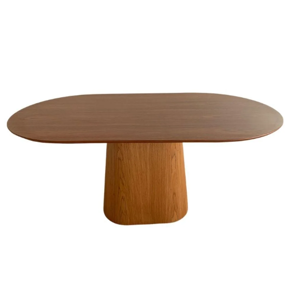 Mesa de Jantar Cone Retangular Arredondada 160x90cm Freijó
