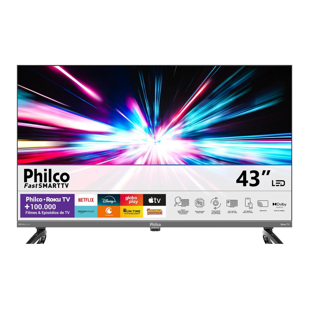 Smart TV 43" Philco Roku TV HDR10 Dolby Áudio