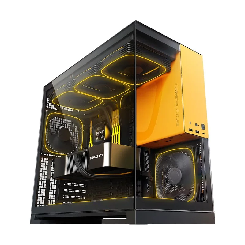Gabinete Geometric Future Model 5 Preto e Amarelo com 5 Fans