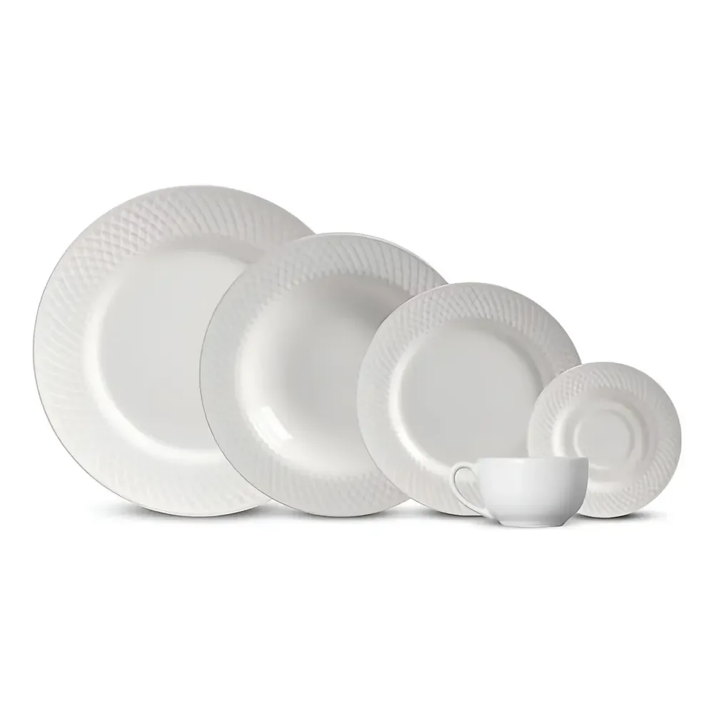 Aparelho De Jantar 30 Peças Split White Alleanza Cerâmica Cor Branco Relevo