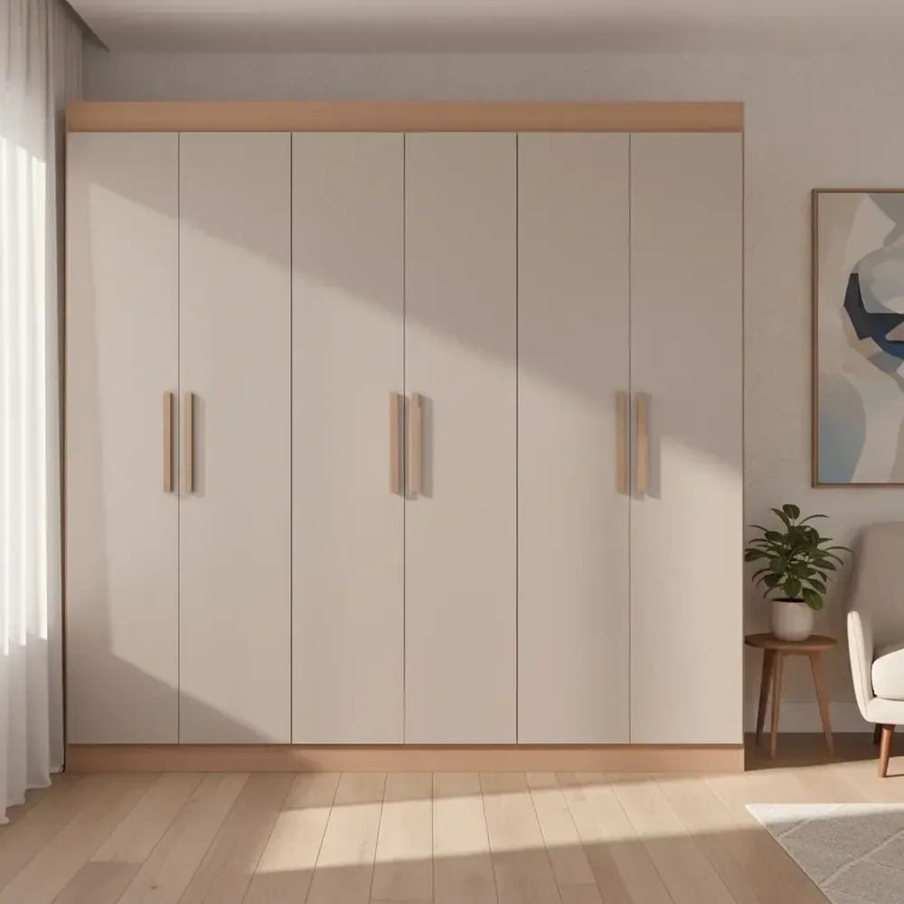 Guarda-roupa Casal Bartira Ville Com 6 Portas E 2 Gavetas Cor Avelã Com Cappuccino