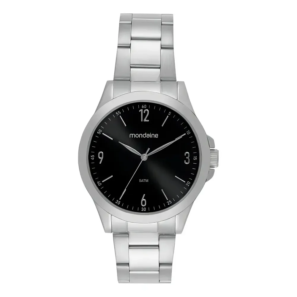 Relogio Mondaine Masculino Ref: 83515g0mvne3 Casual Prateado Preto