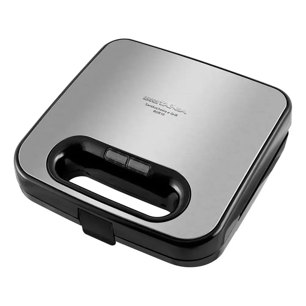 Sanduicheira E Grill Britânia Bgr16 2 Em 1 Redstone 750w Cor Preto Com Prata 127v