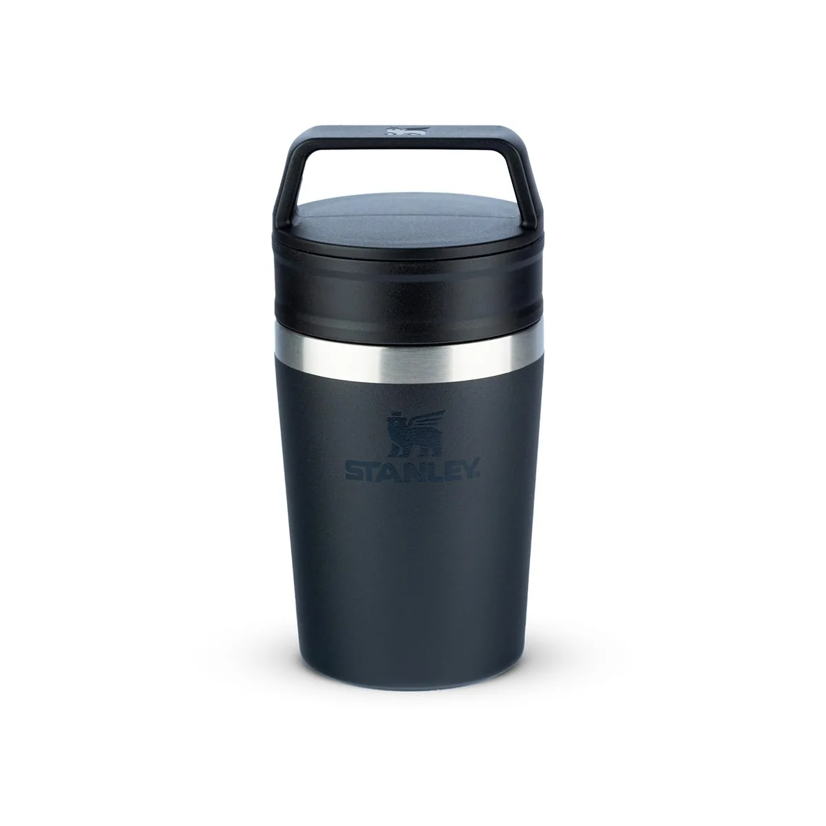 Stanley - Copo de Café Térmico, Caneca de Viagem Café Go com Tampa de Duas Partes Para Beber e Alça de Transporte, Garrafa Térmica de Aço Inoxidável, 236 ml, Black