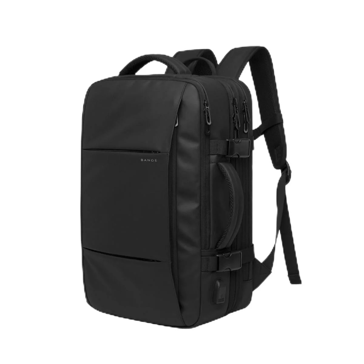 BANGE Mochila Executiva Expansível para Notebook de Até 17.3 Polegadas Bagagem de Mão para Viagens Impermeável Entrada USB para Carregador Portátil Design Discreto - Preta